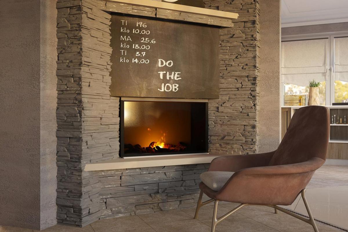 Камин в дизайне интерьера в гостиной. Д. Валерьяново | Ndesign.by