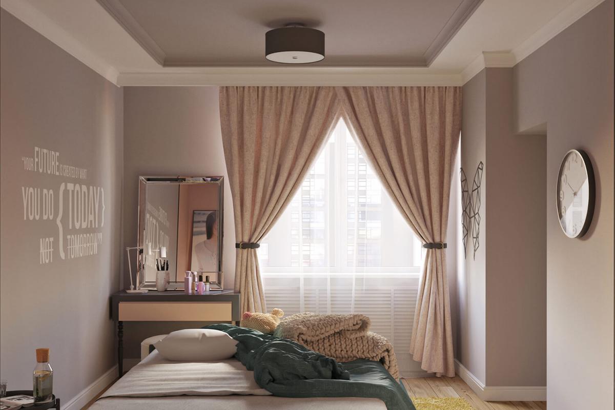 Интерьер современной спальни для девушки в квартире. Туровского 4 | Ndesign
